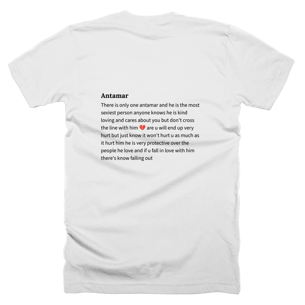 T-shirt with a definition of 'Antamar' printed on the back