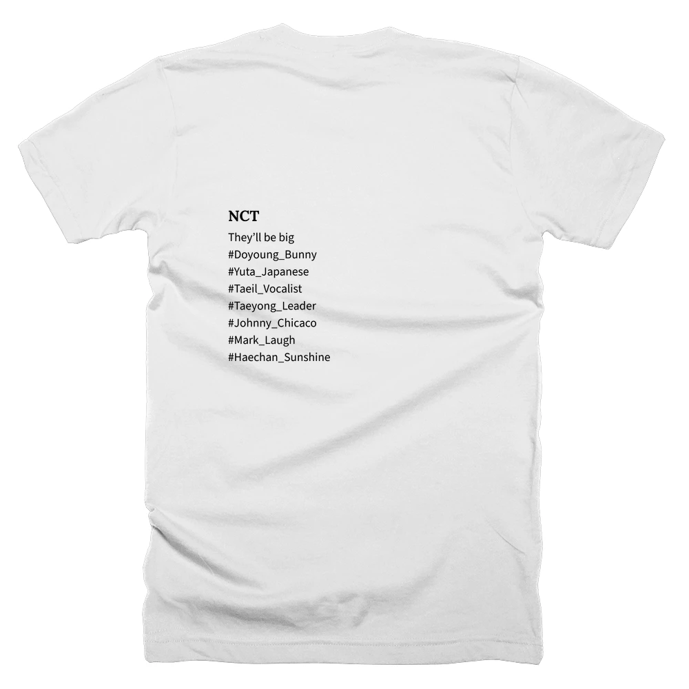 T-shirt with a definition of 'NCT' printed on the back