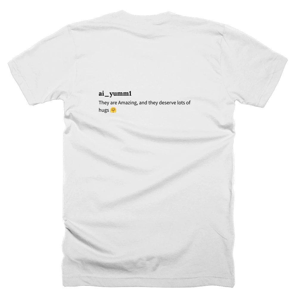 T-shirt with a definition of 'ai_yumm1' printed on the back
