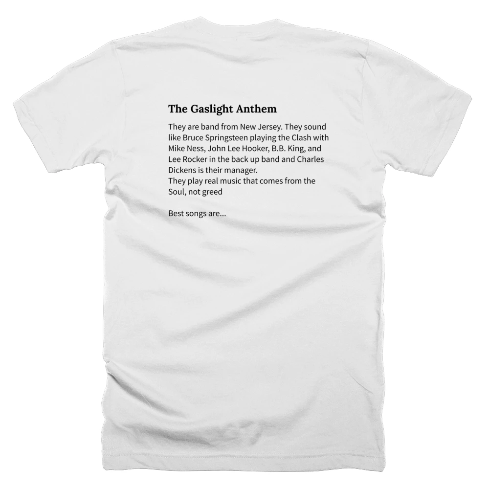 T-shirt with a definition of 'The Gaslight Anthem' printed on the back