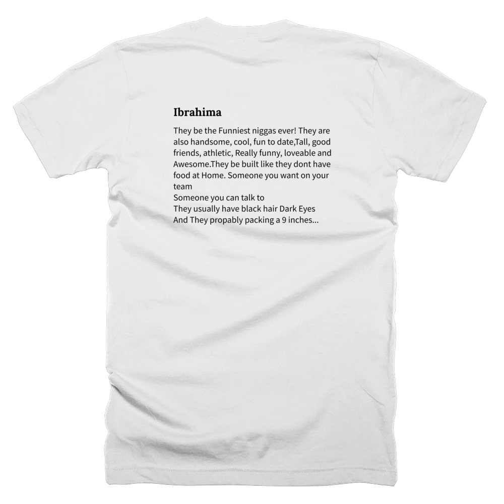 T-shirt with a definition of 'Ibrahima' printed on the back