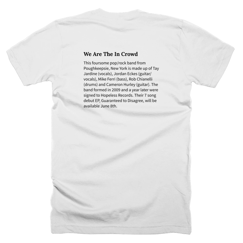 T-shirt with a definition of 'We Are The In Crowd' printed on the back