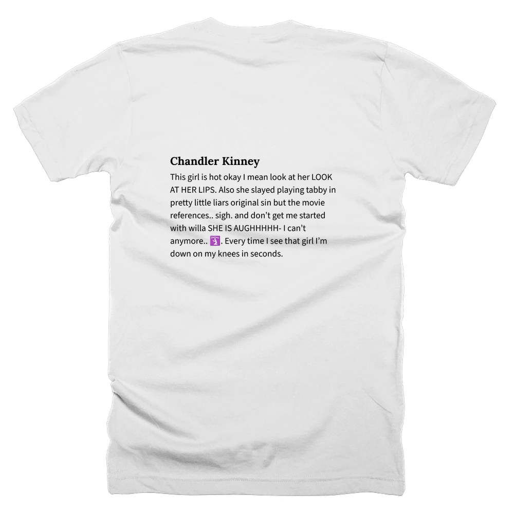 T-shirt with a definition of 'Chandler Kinney' printed on the back
