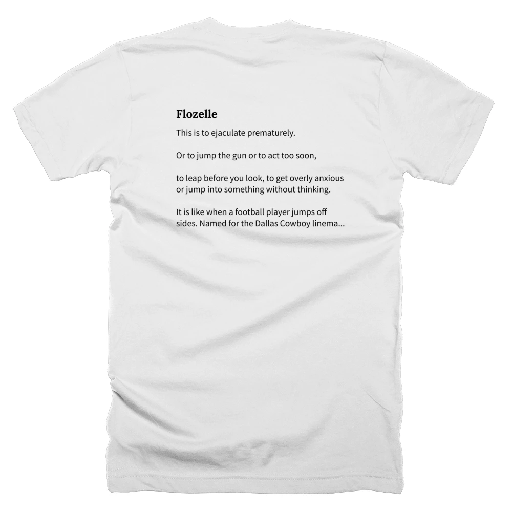 T-shirt with a definition of 'Flozelle' printed on the back