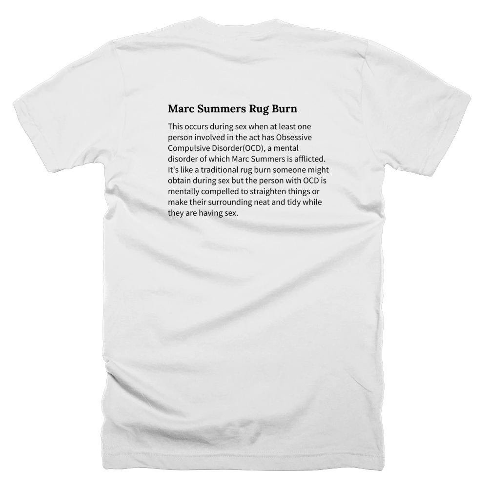 T-shirt with a definition of 'Marc Summers Rug Burn' printed on the back