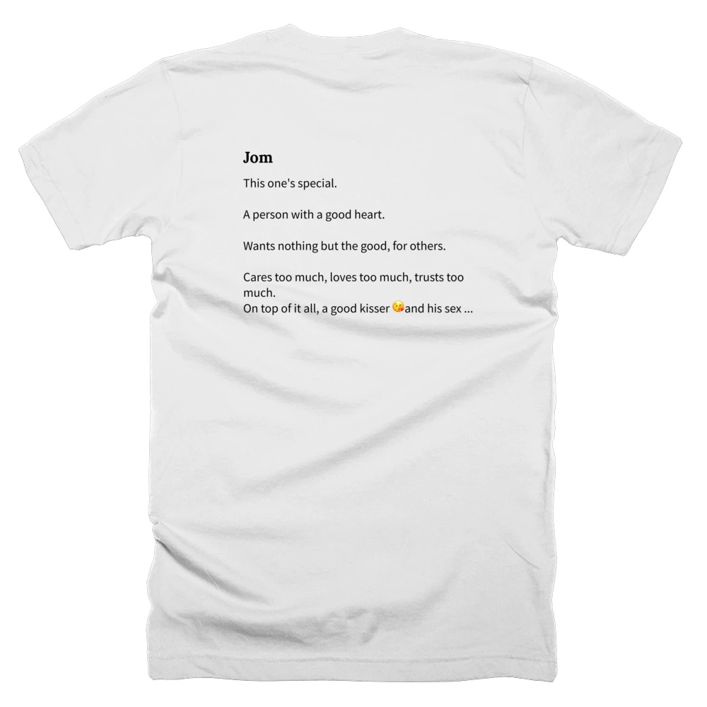 T-shirt with a definition of 'Jom' printed on the back