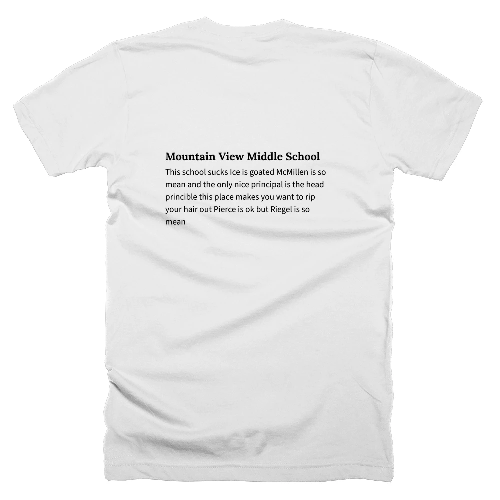 T-shirt with a definition of 'Mountain View Middle School' printed on the back