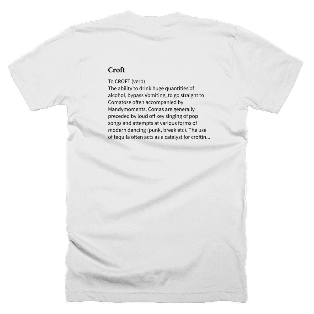 T-shirt with a definition of 'Croft' printed on the back