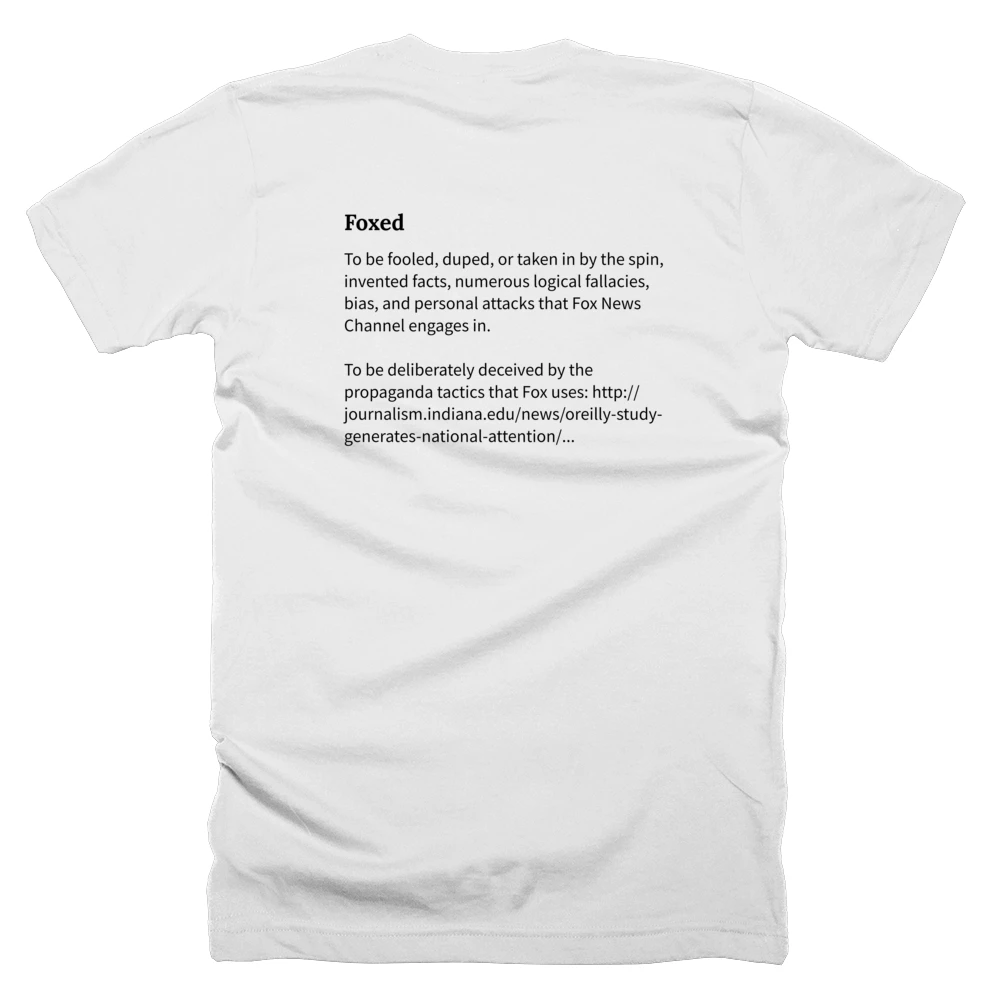T-shirt with a definition of 'Foxed' printed on the back