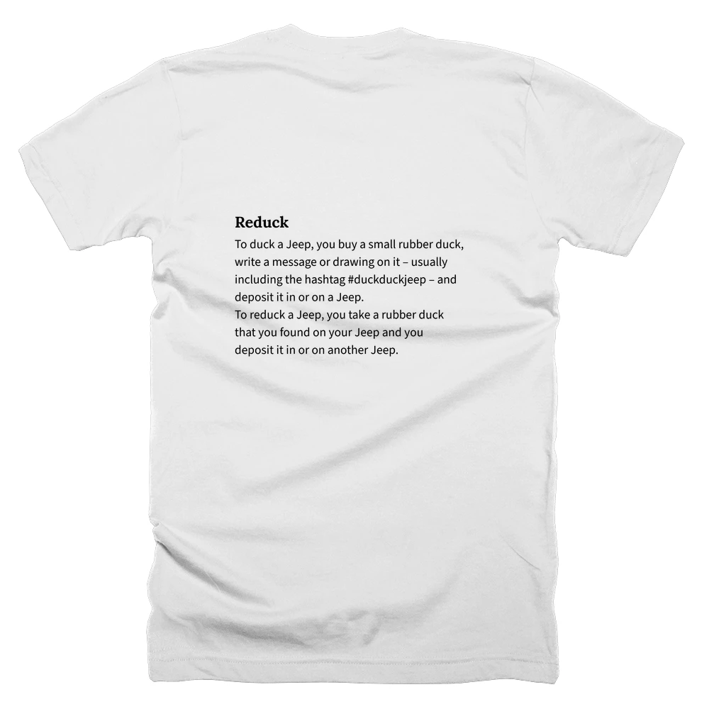 T-shirt with a definition of 'Reduck' printed on the back