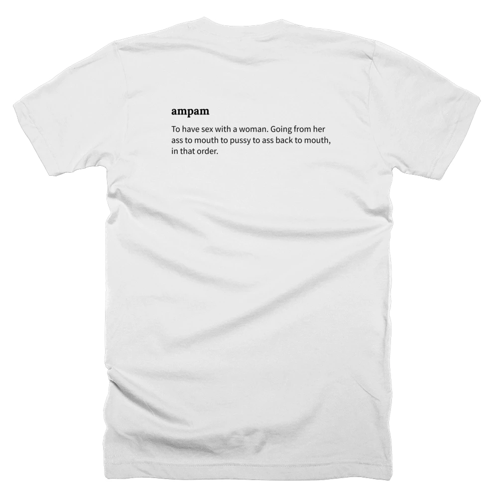 T-shirt with a definition of 'ampam' printed on the back