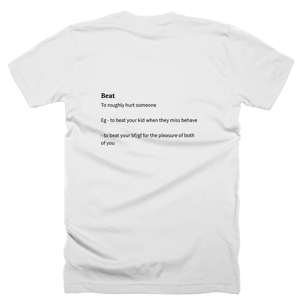 T-shirt with a definition of 'Beat' printed on the back