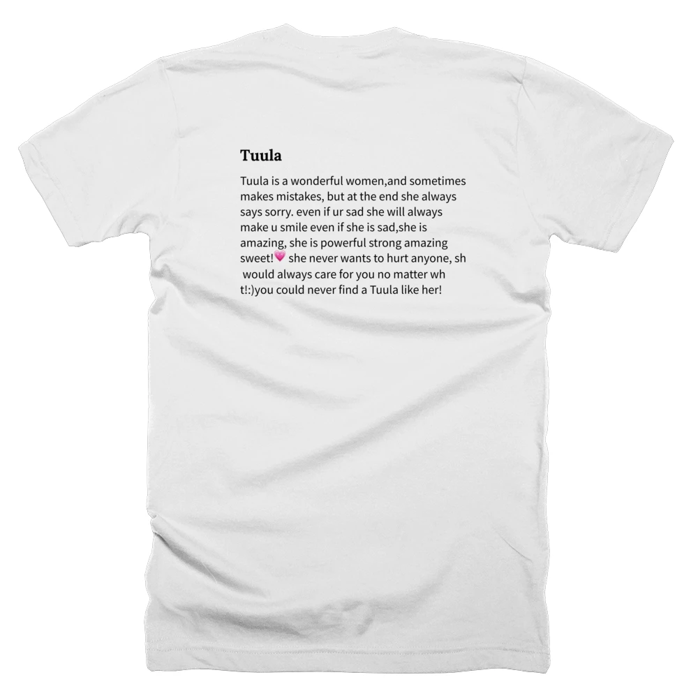 T-shirt with a definition of 'Tuula' printed on the back