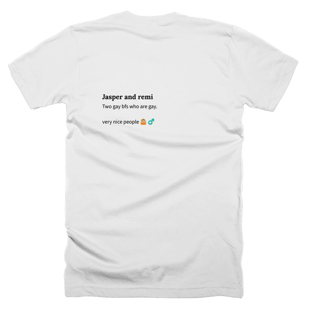 T-shirt with a definition of 'Jasper and remi' printed on the back