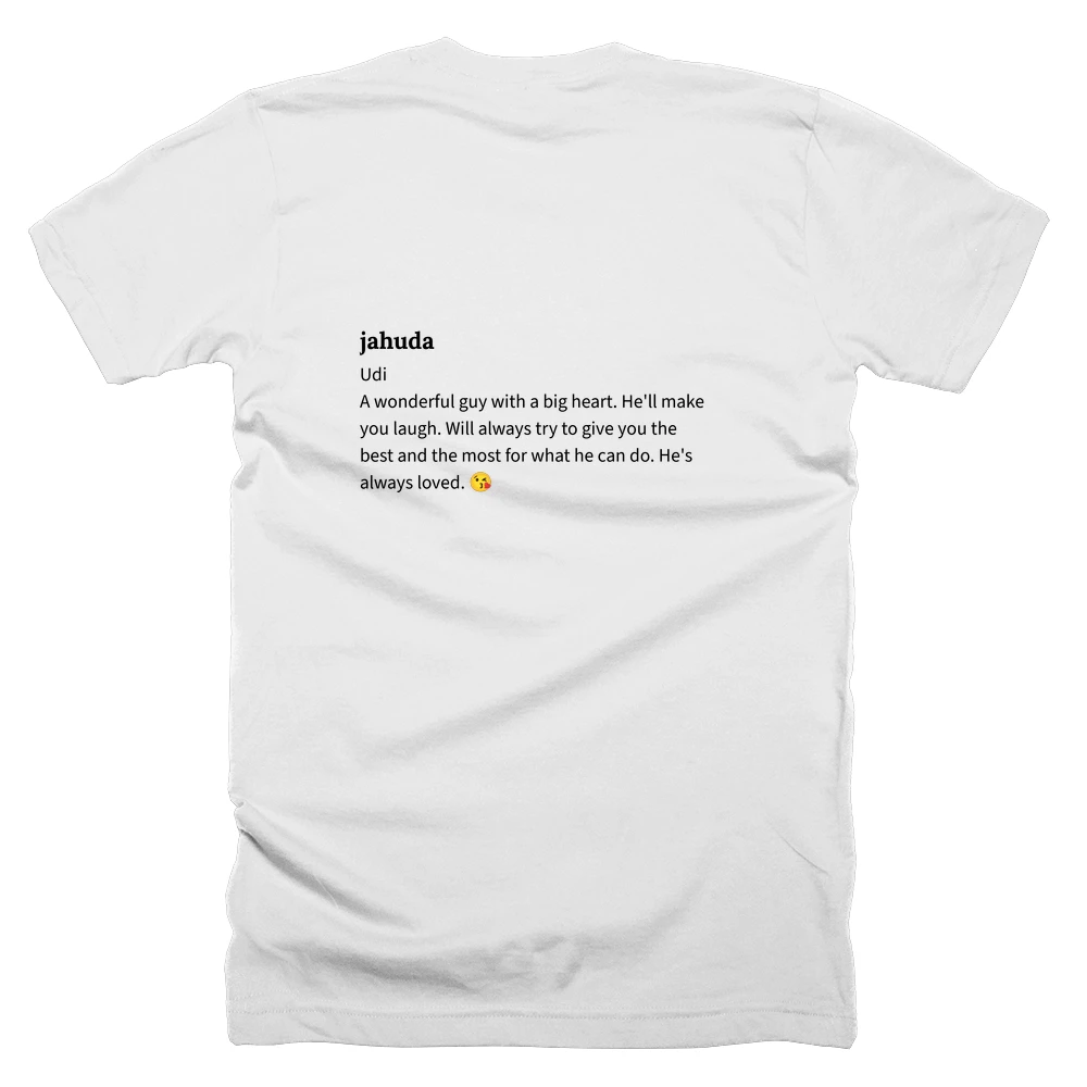 T-shirt with a definition of 'jahuda' printed on the back