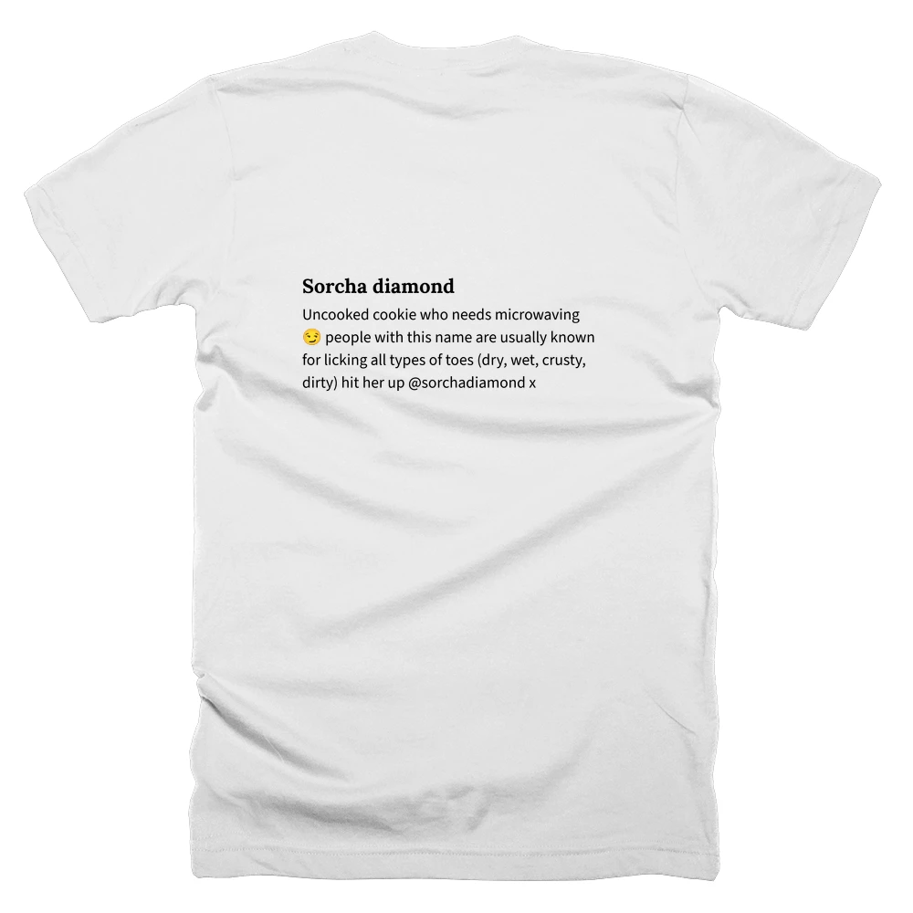 T-shirt with a definition of 'Sorcha diamond' printed on the back