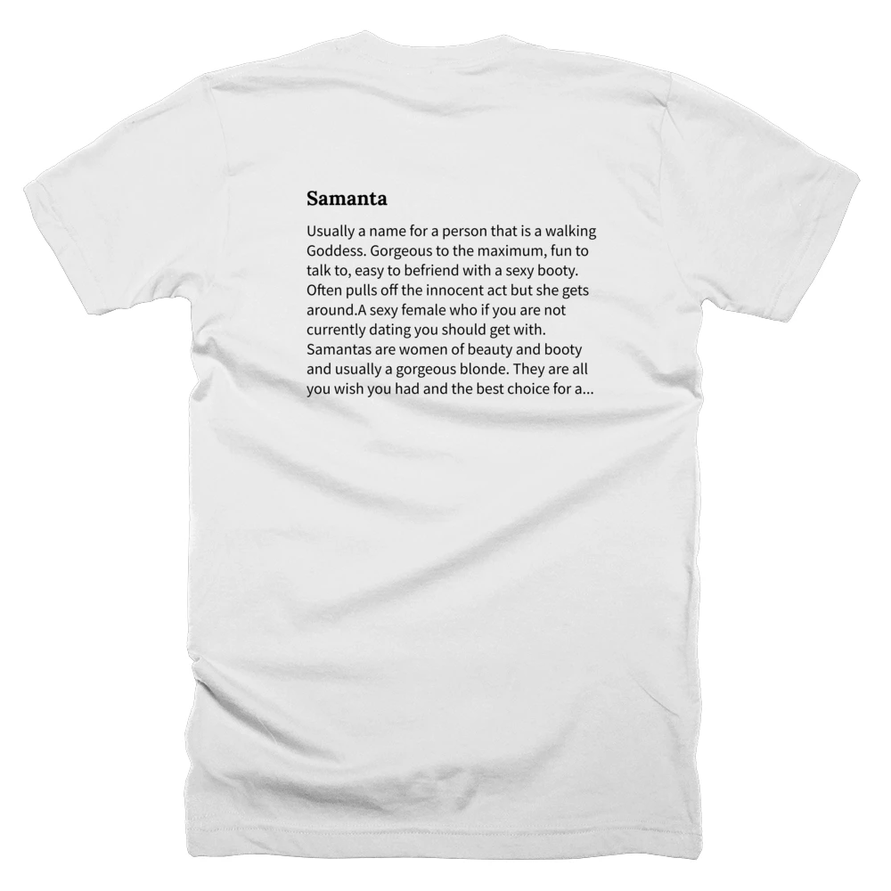 T-shirt with a definition of 'Samanta' printed on the back