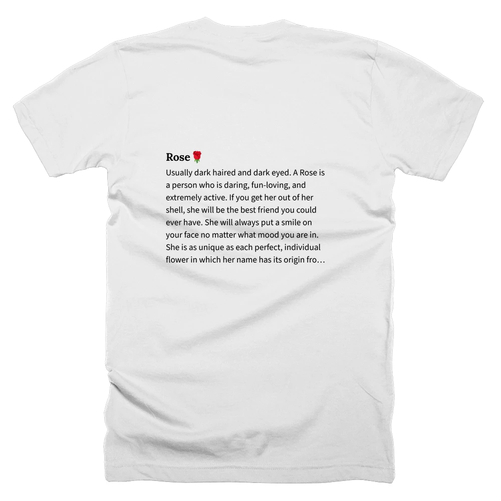 T-shirt with a definition of 'Rose🌹' printed on the back