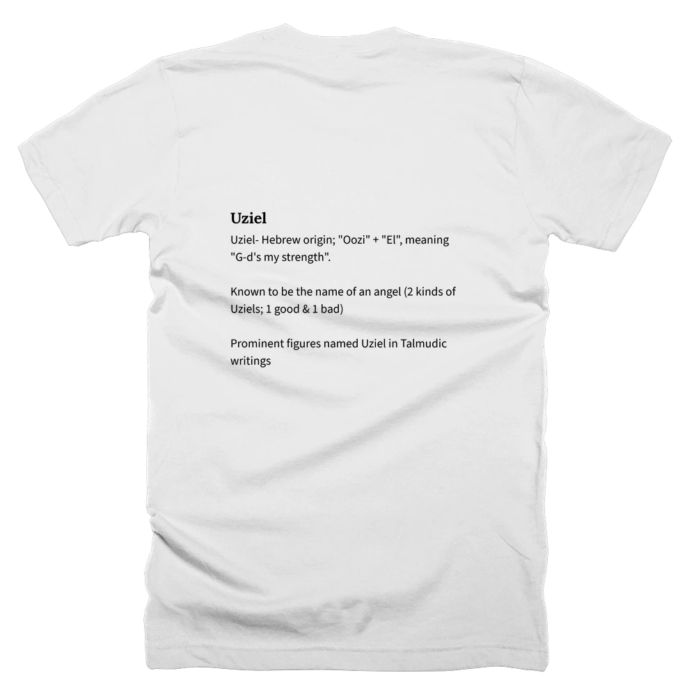 T-shirt with a definition of 'Uziel' printed on the back