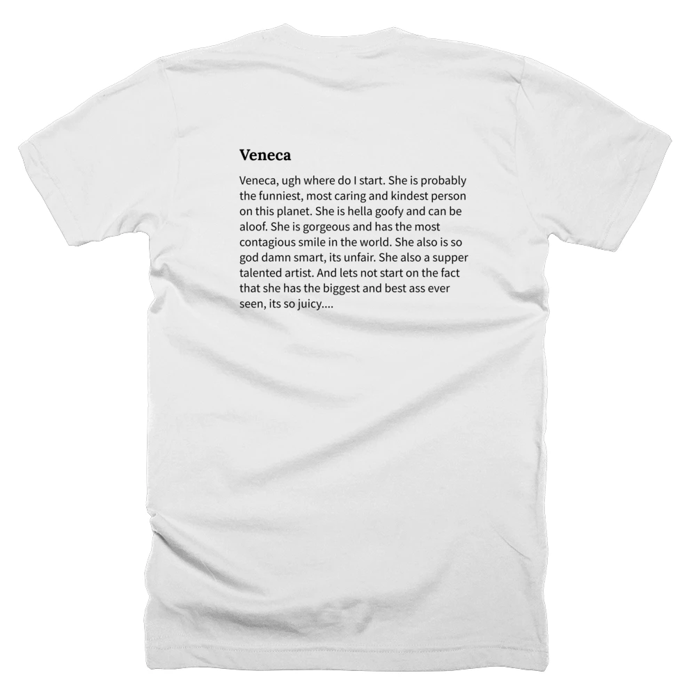 T-shirt with a definition of 'Veneca' printed on the back