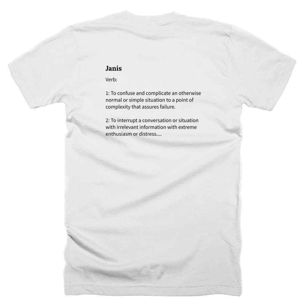 T-shirt with a definition of 'Janis' printed on the back