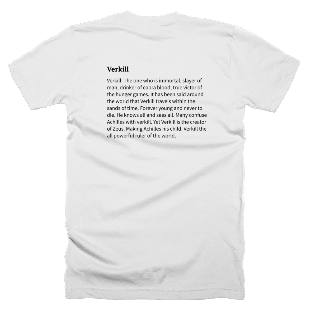 T-shirt with a definition of 'Verkill' printed on the back