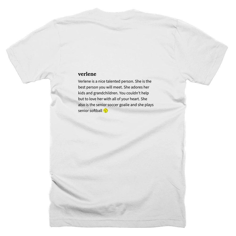T-shirt with a definition of 'verlene' printed on the back