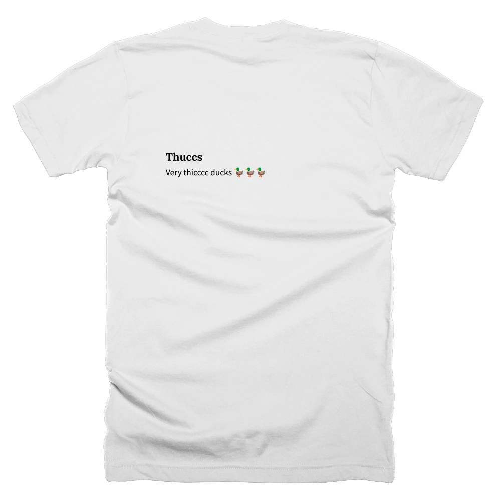 T-shirt with a definition of 'Thuccs' printed on the back