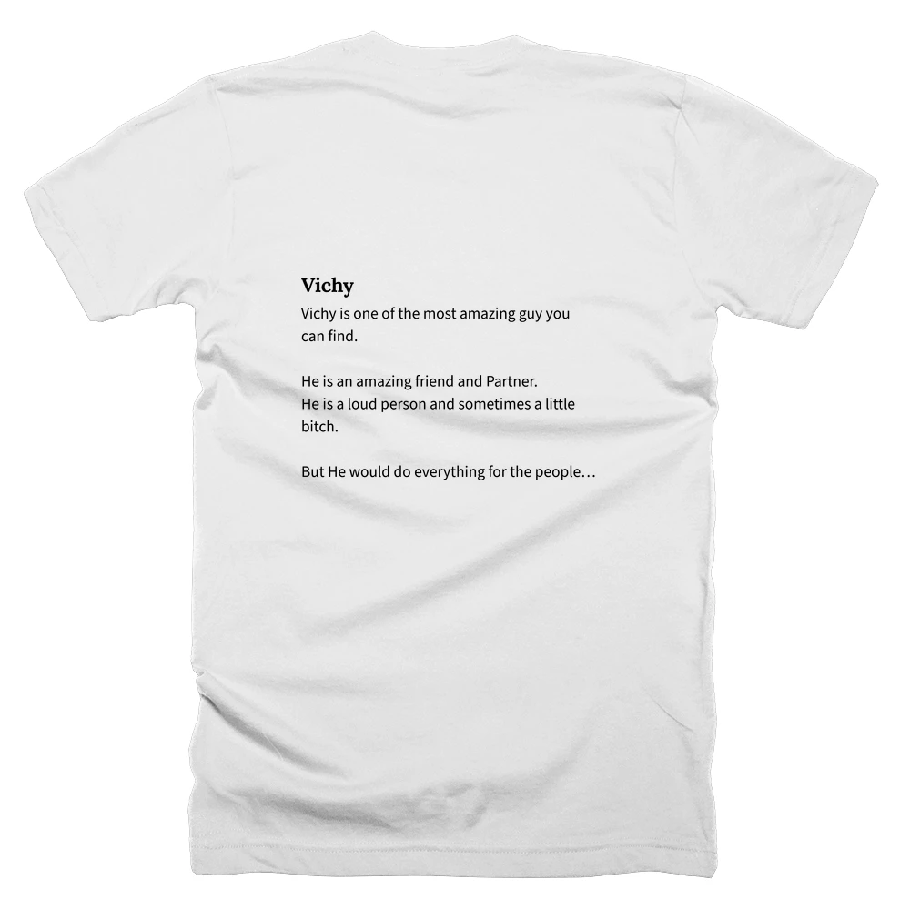T-shirt with a definition of 'Vichy' printed on the back