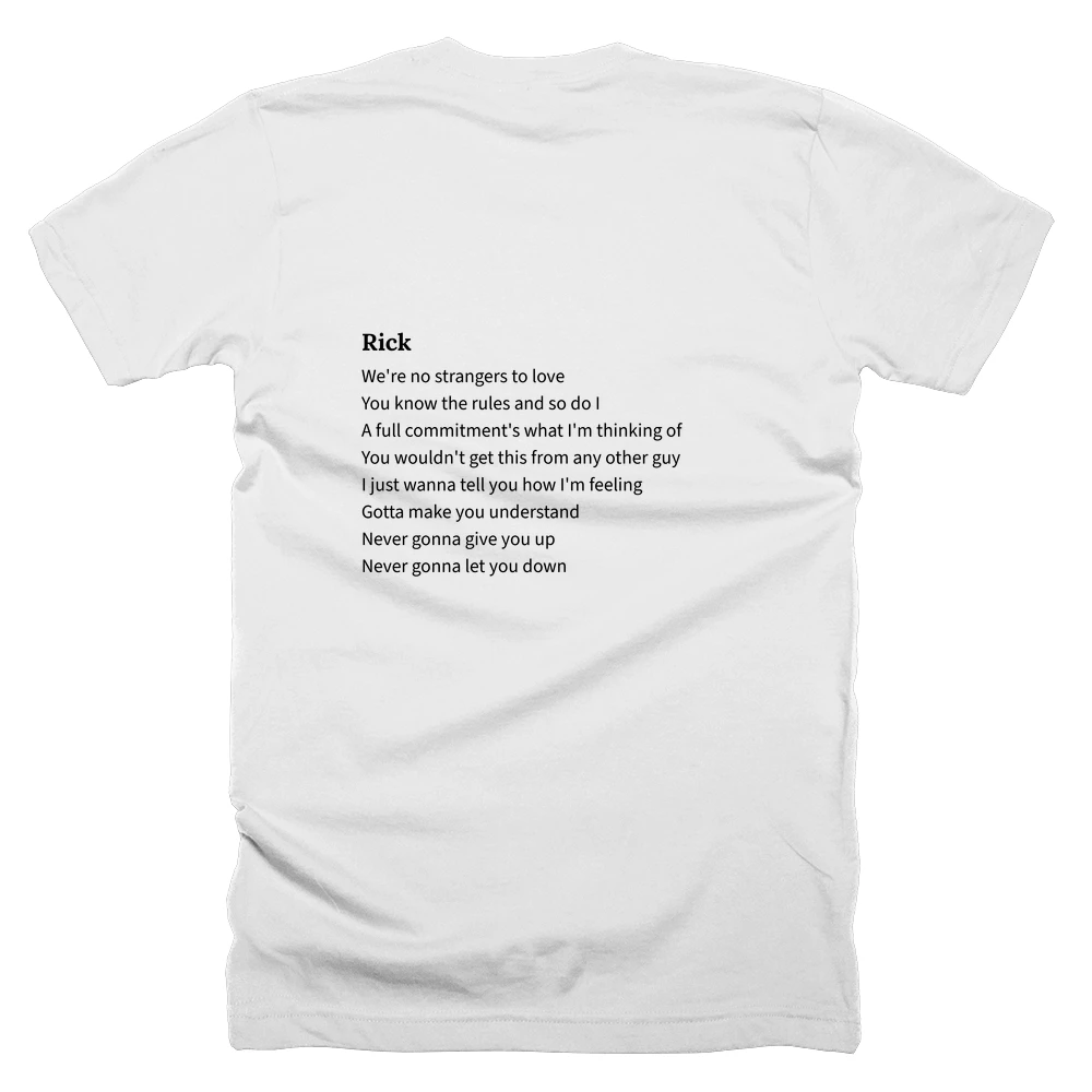 T-shirt with a definition of 'Rick' printed on the back