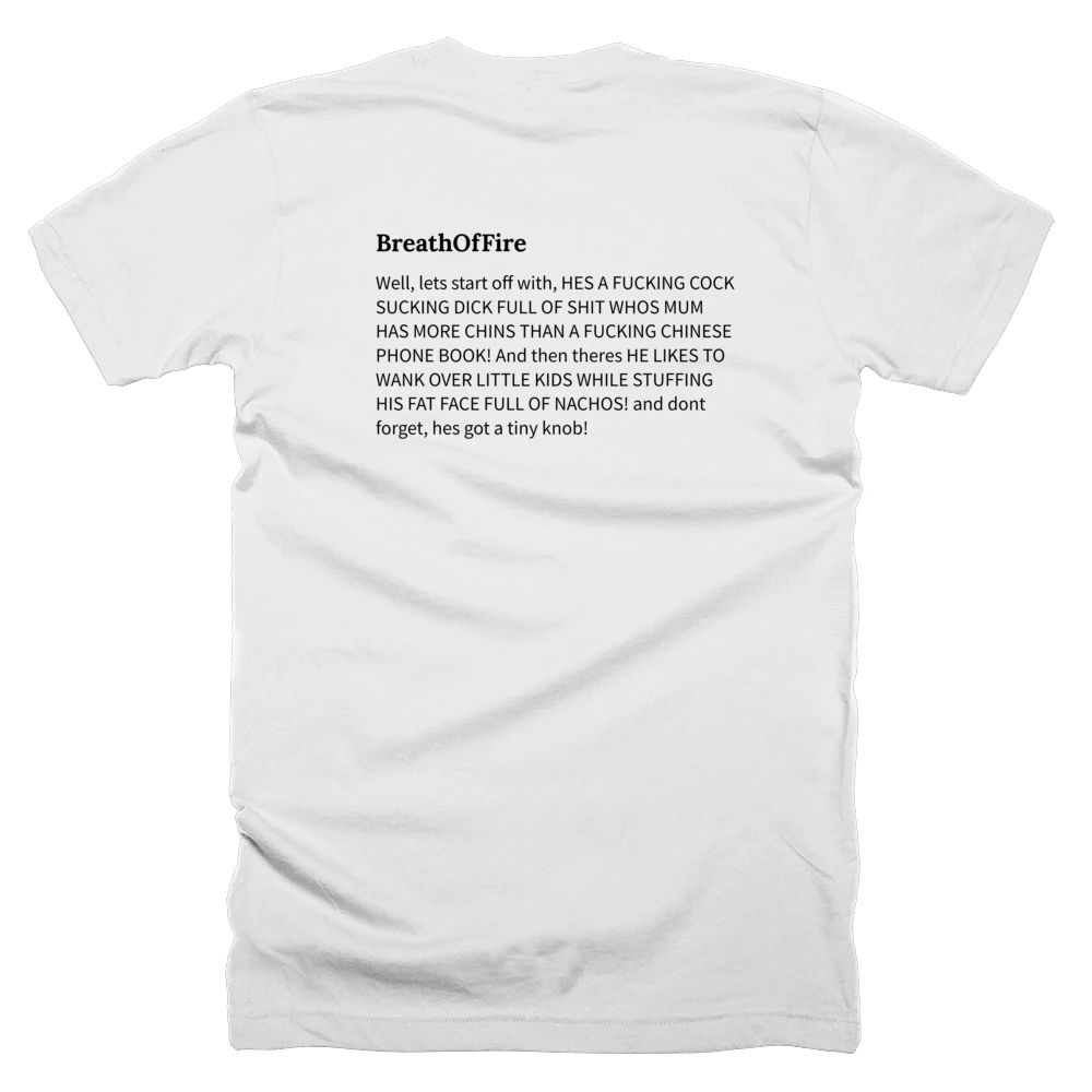 T-shirt with a definition of 'BreathOfFire' printed on the back