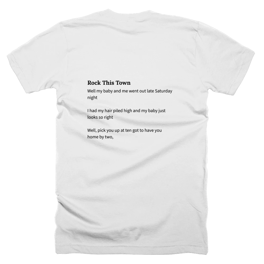 T-shirt with a definition of 'Rock This Town' printed on the back