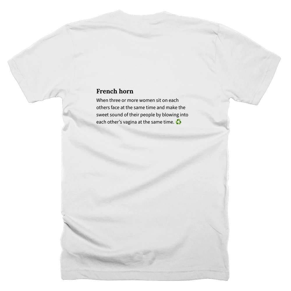 T-shirt with a definition of 'French horn' printed on the back