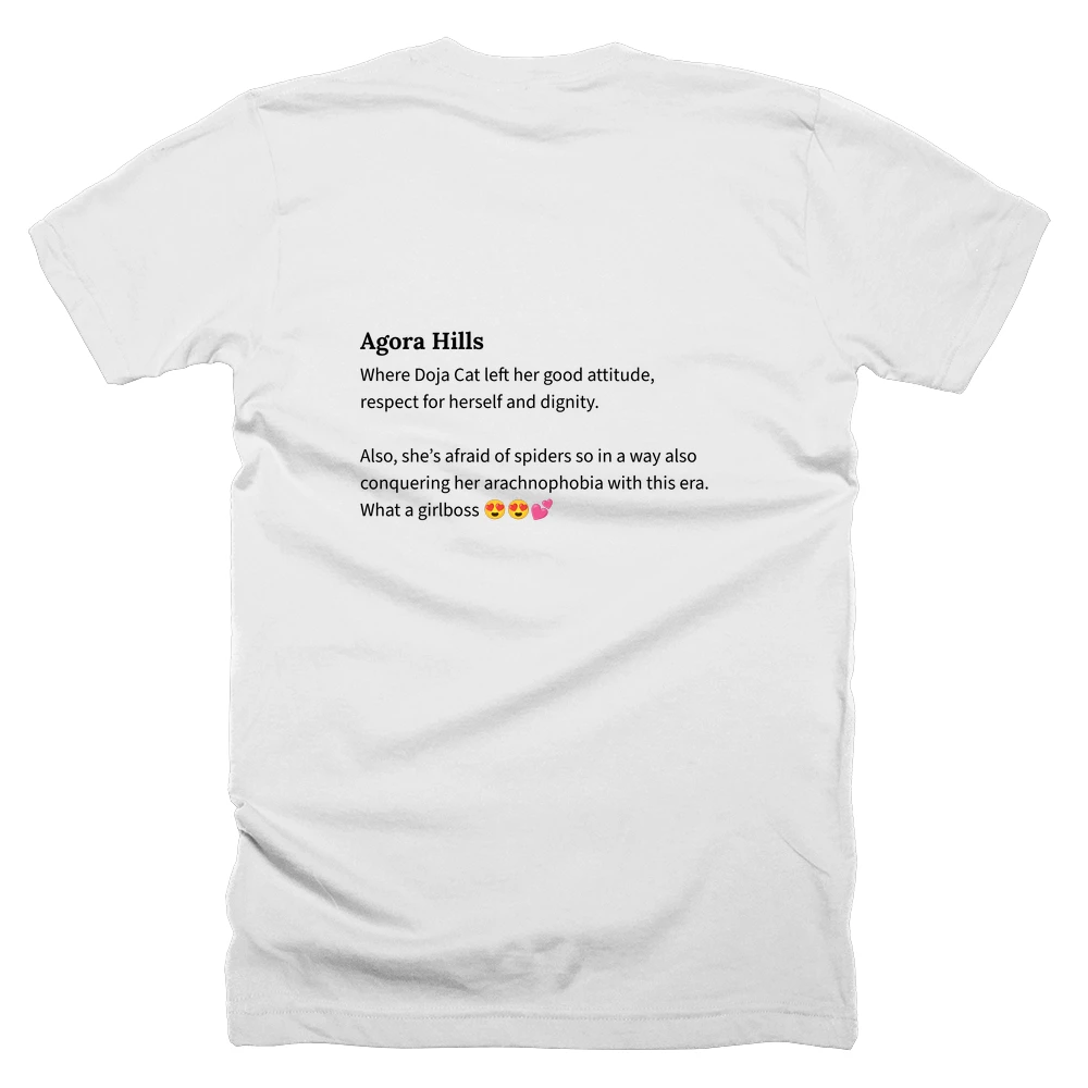 T-shirt with a definition of 'Agora Hills' printed on the back