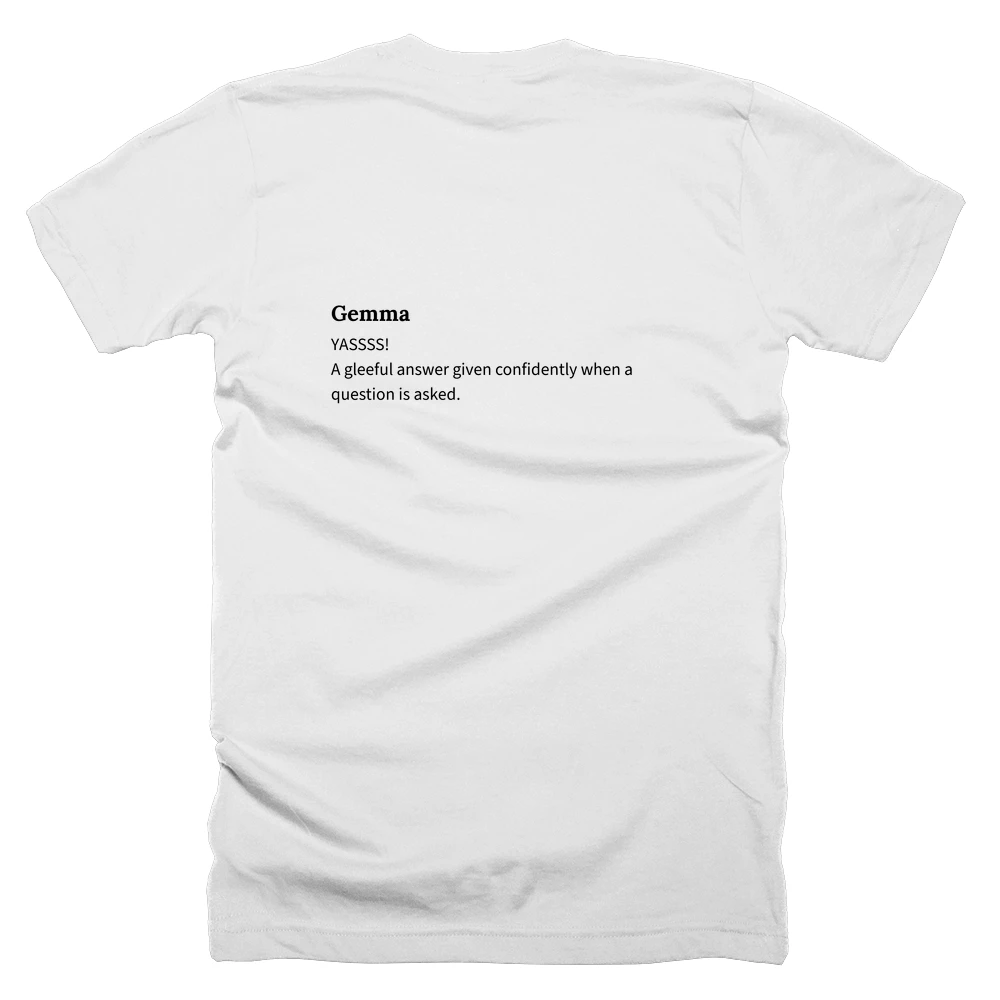 T-shirt with a definition of 'Gemma' printed on the back