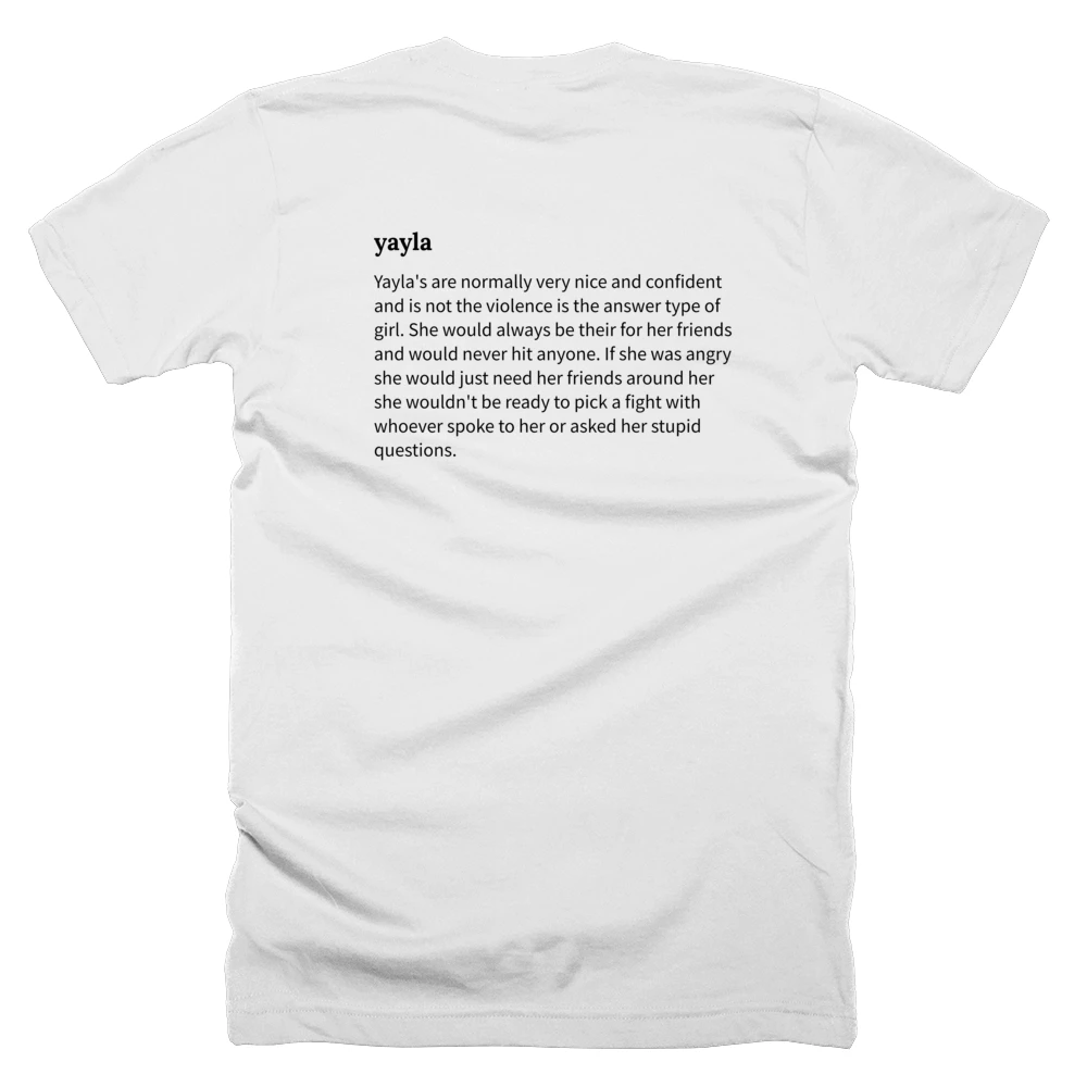 T-shirt with a definition of 'yayla' printed on the back