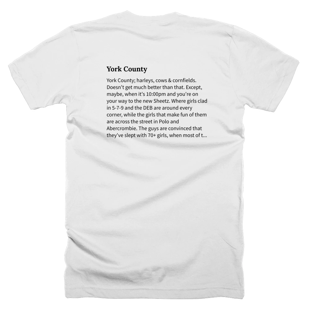 T-shirt with a definition of 'York County' printed on the back