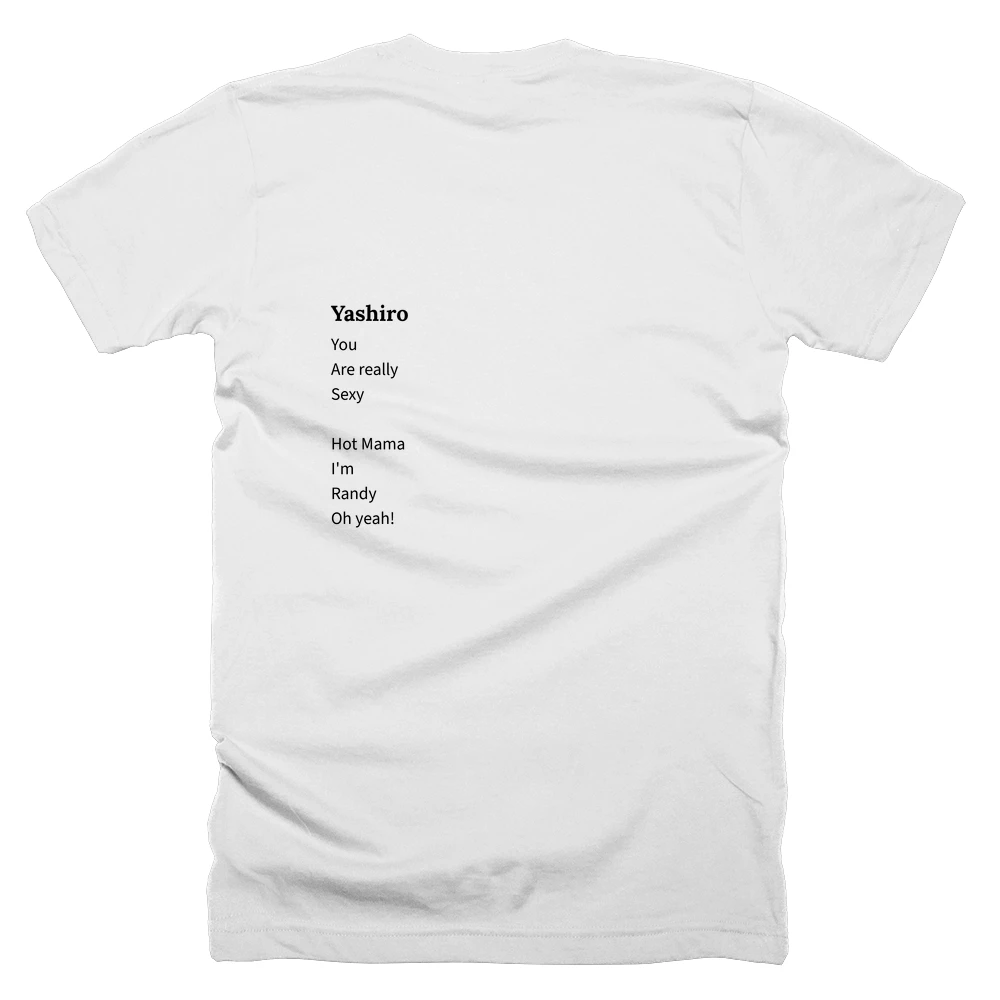 T-shirt with a definition of 'Yashiro' printed on the back