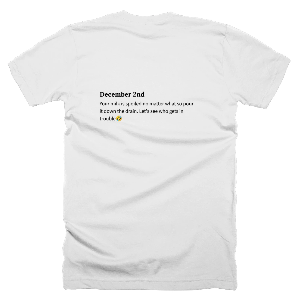 T-shirt with a definition of 'December 2nd' printed on the back