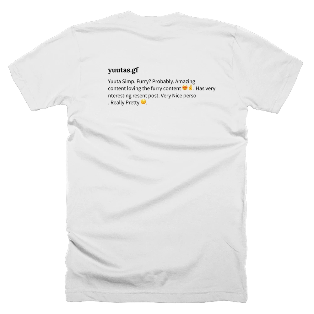 T-shirt with a definition of 'yuutas.gf' printed on the back