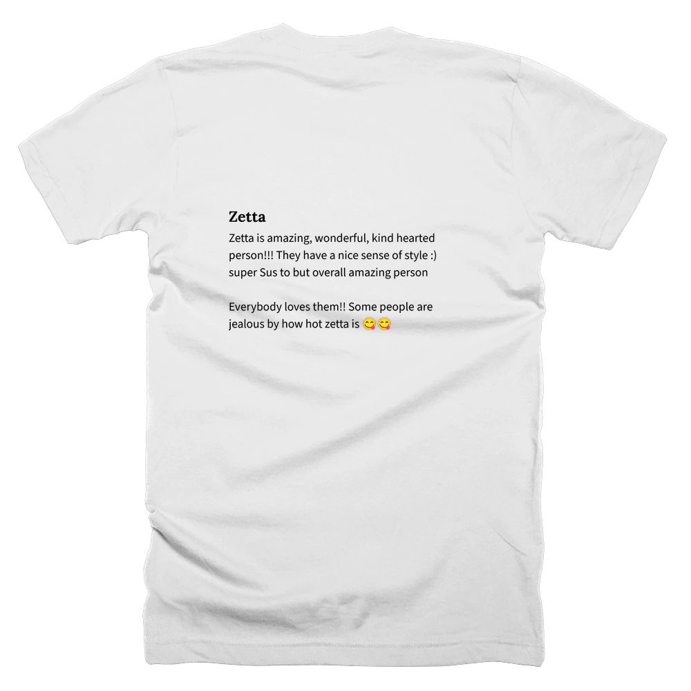 T-shirt with a definition of 'Zetta' printed on the back