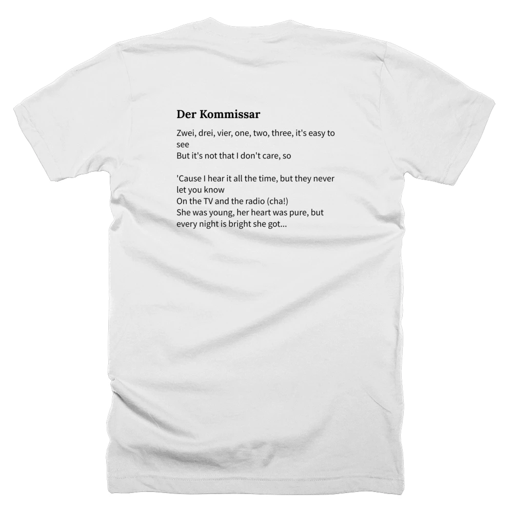 T-shirt with a definition of 'Der Kommissar' printed on the back