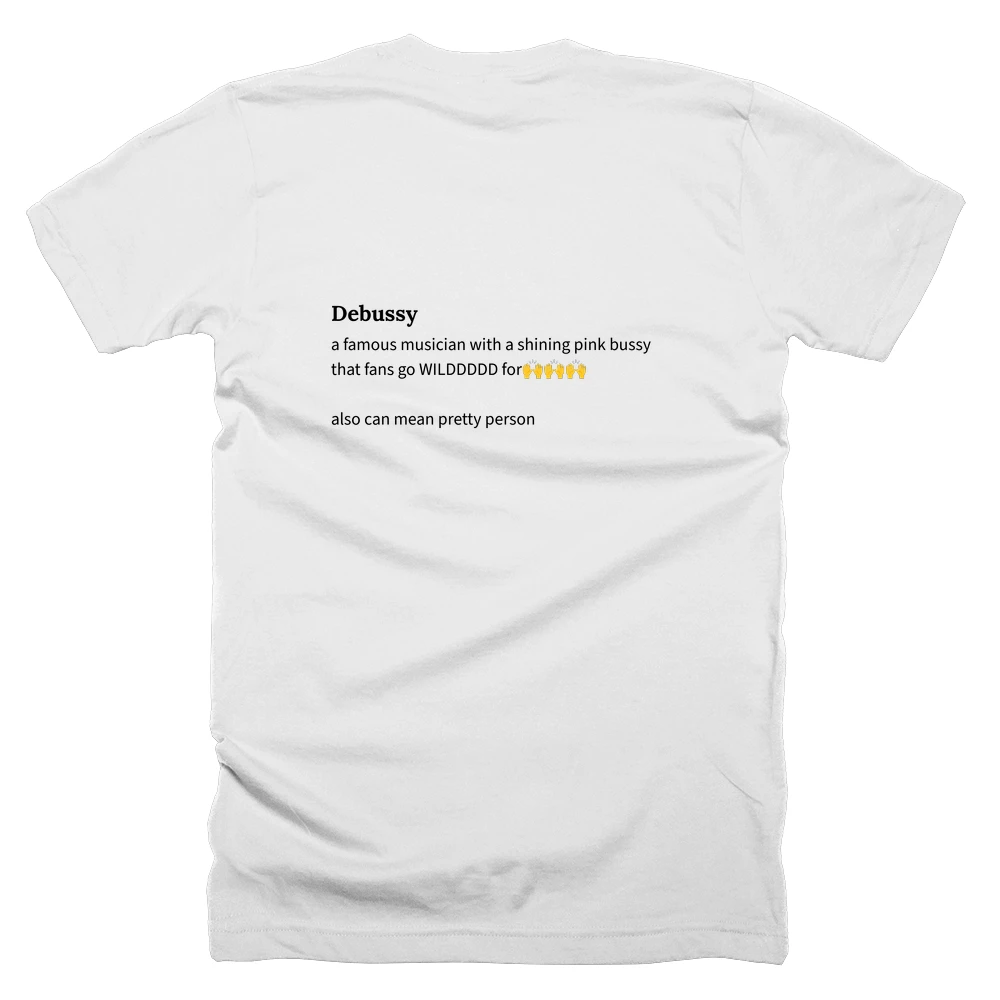 T-shirt with a definition of 'Debussy' printed on the back