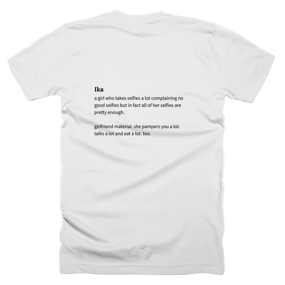 T-shirt with a definition of 'Ika' printed on the back
