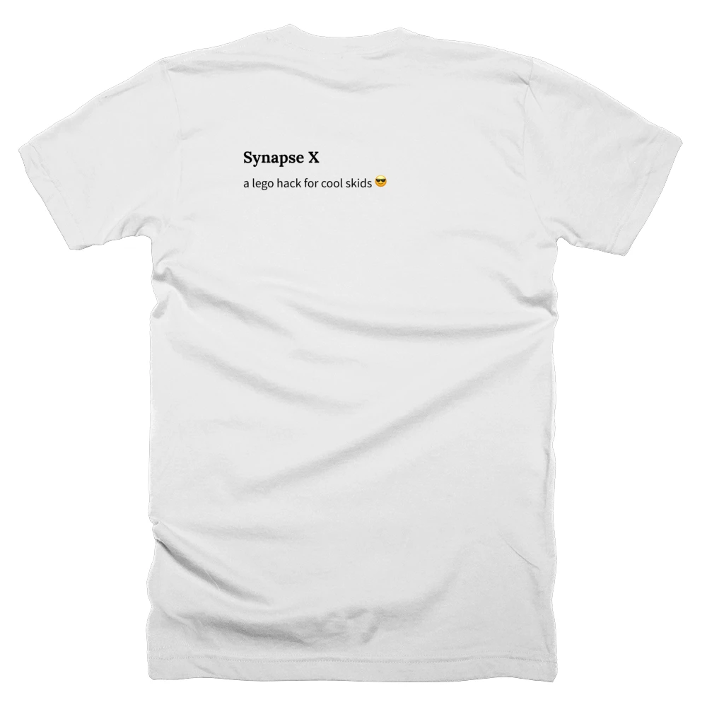 T-shirt with a definition of 'Synapse X' printed on the back
