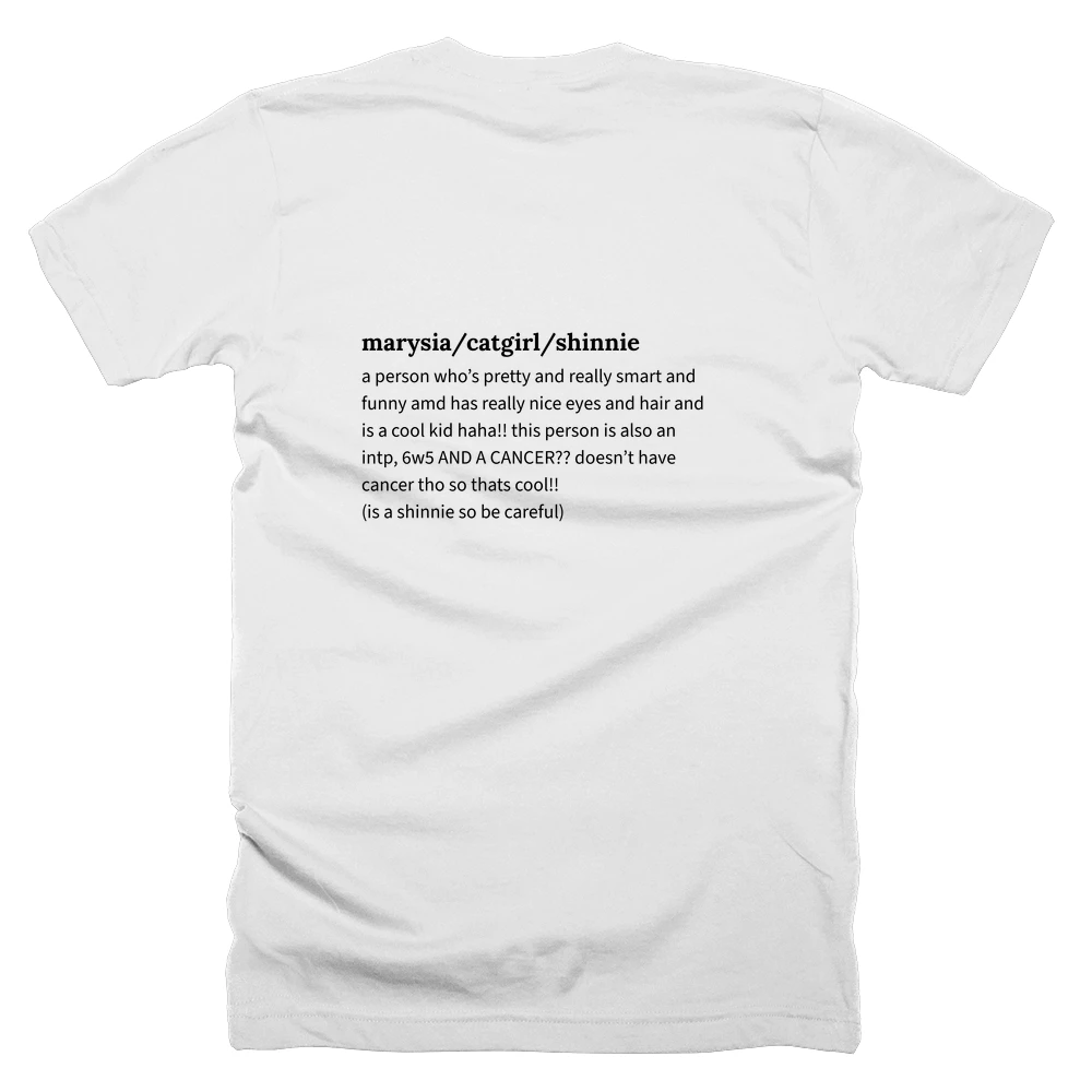 T-shirt with a definition of 'marysia/catgirl/shinnie' printed on the back