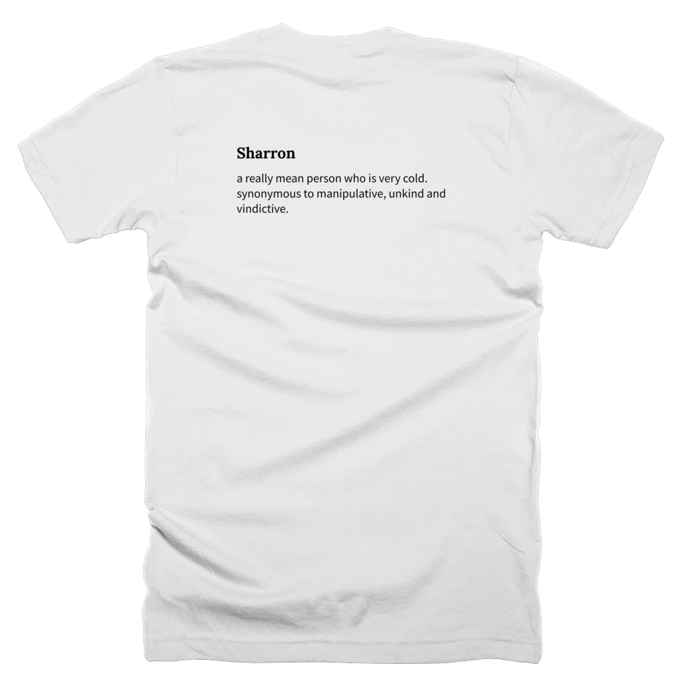 T-shirt with a definition of 'Sharron' printed on the back
