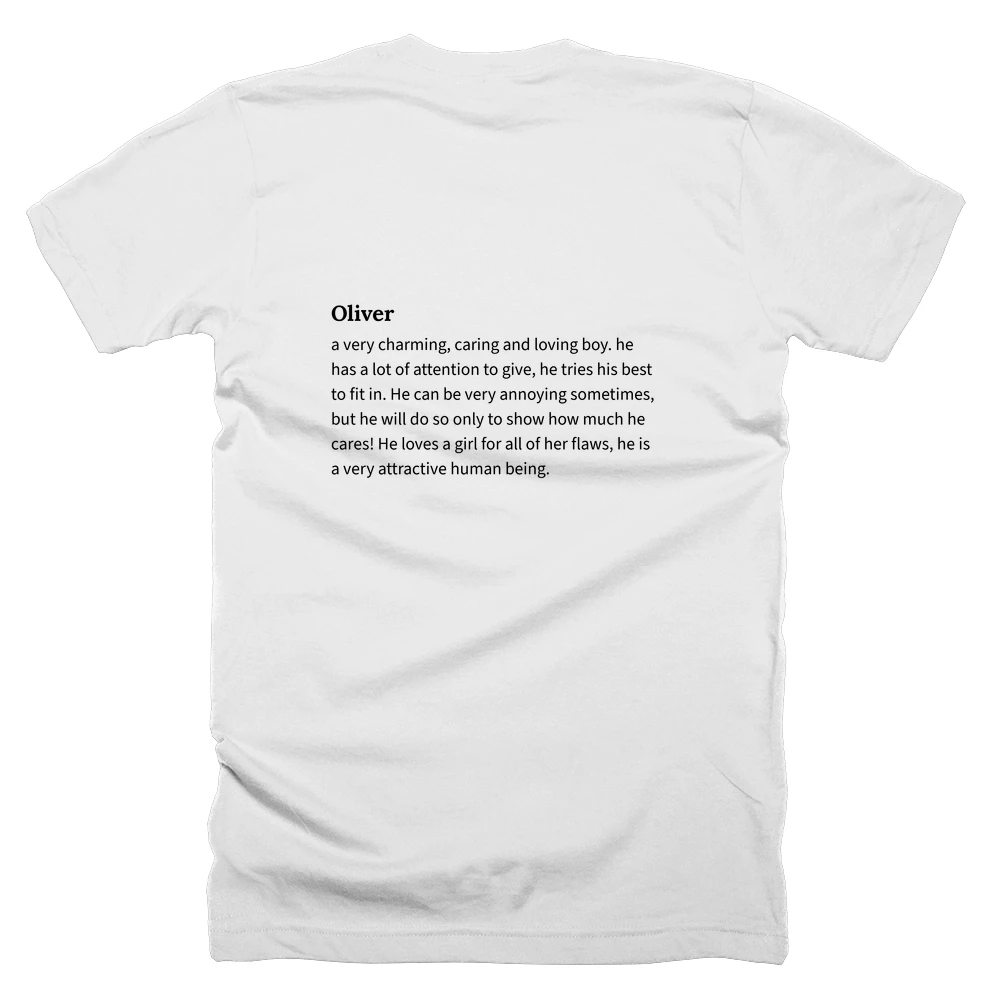 T-shirt with a definition of 'Oliver' printed on the back