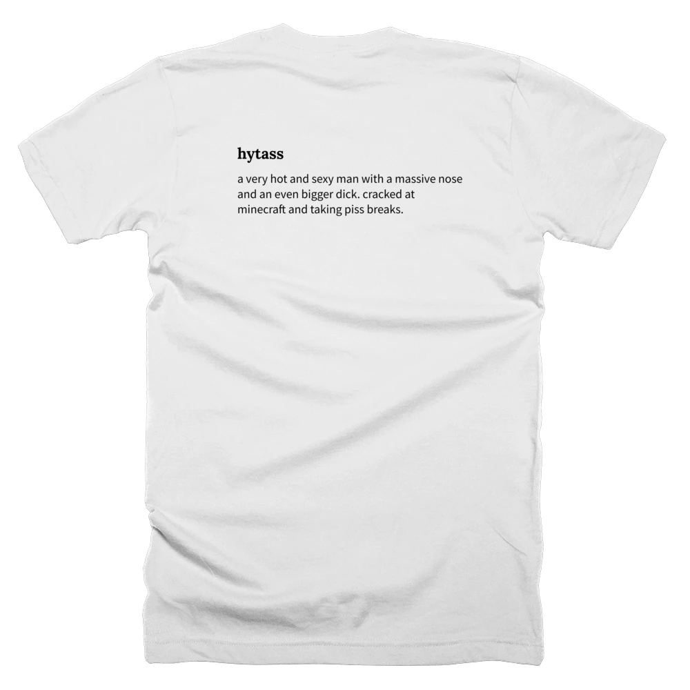 T-shirt with a definition of 'hytass' printed on the back