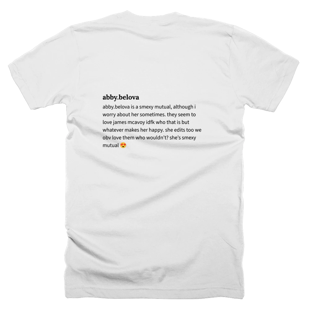 T-shirt with a definition of 'abby.belova' printed on the back